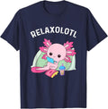Cute Axolotl Lovers Mexican Salamander Relaxolotl T-Shirt - Navy Blue