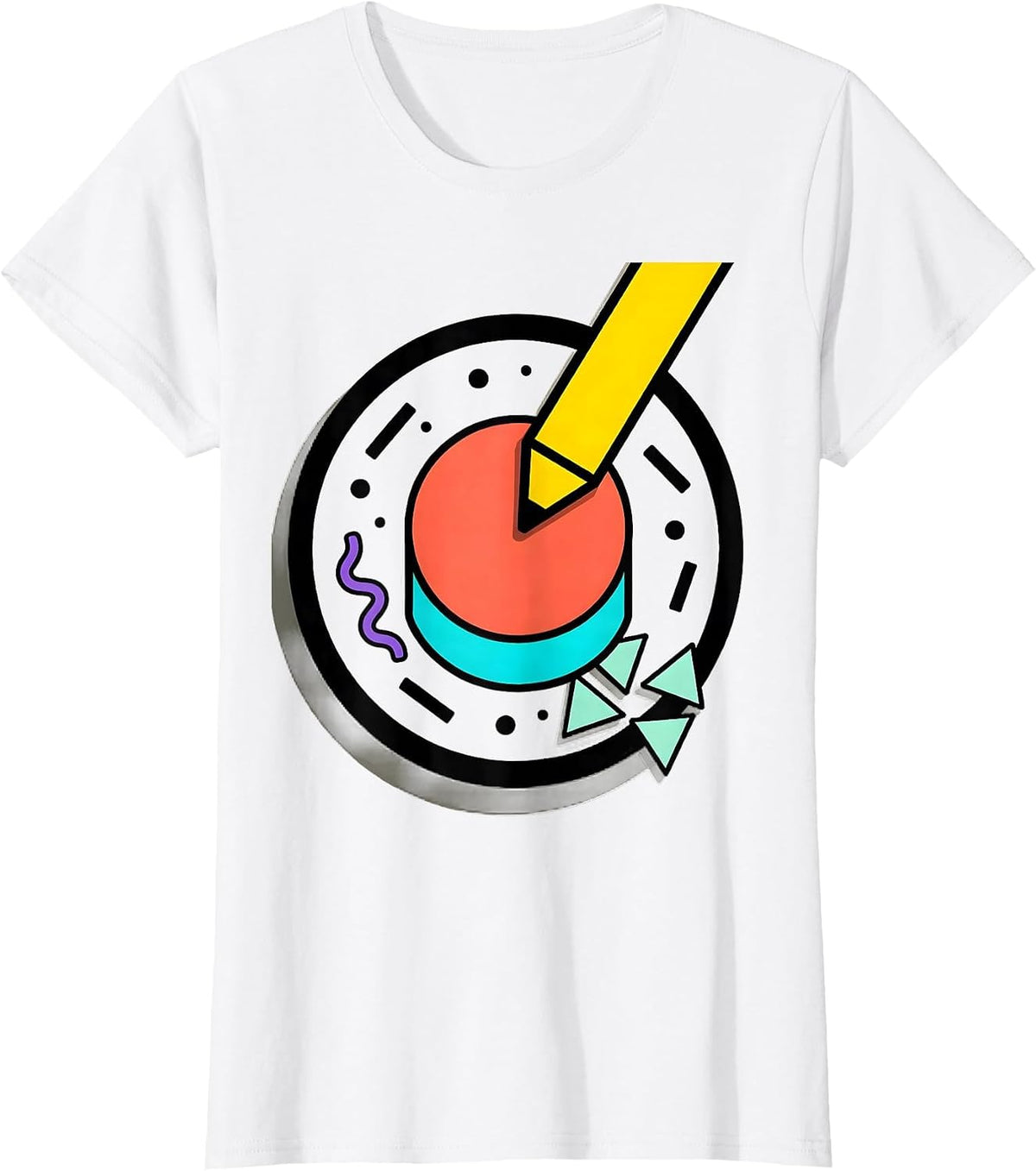 First Dot Pencil Tip Blank Page Graphic Design T-Shirt - White