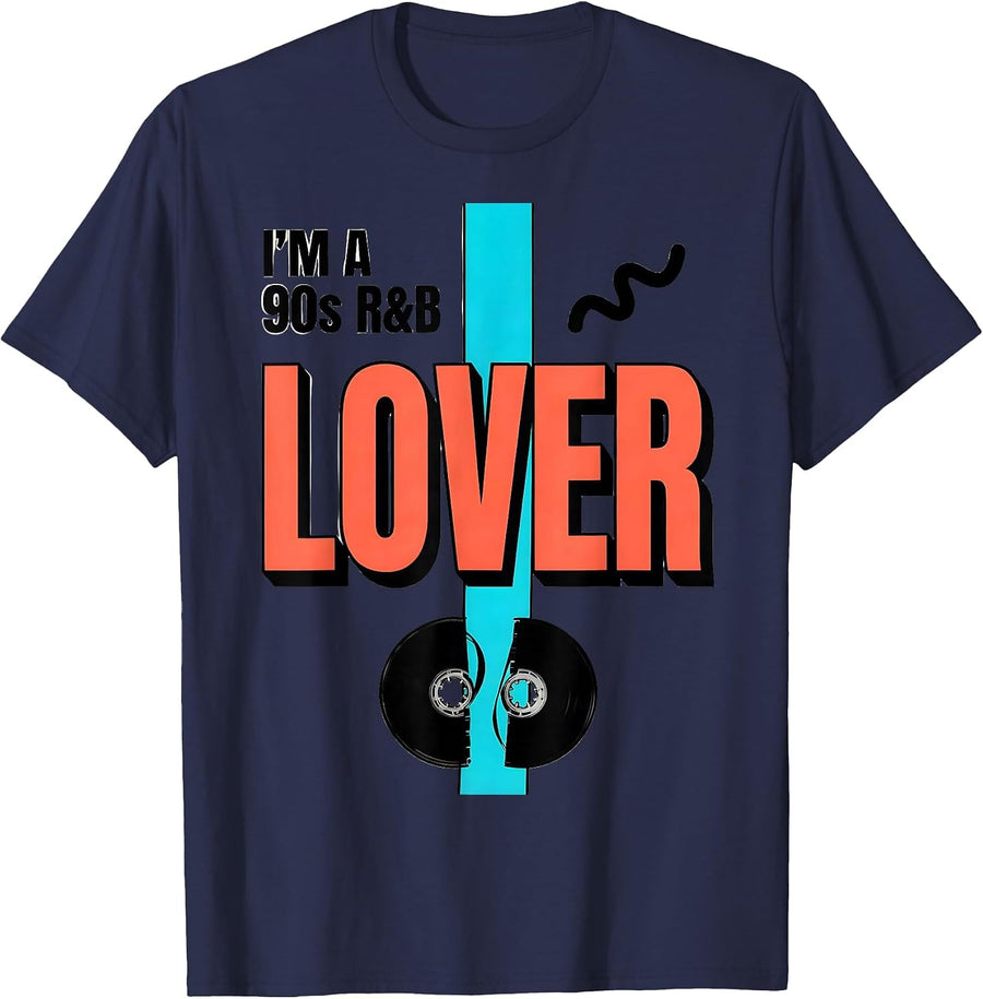 I'm A 90s R&B Lover Retro Music Hip Hop Soul Fan T-Shirt - Navy Blue