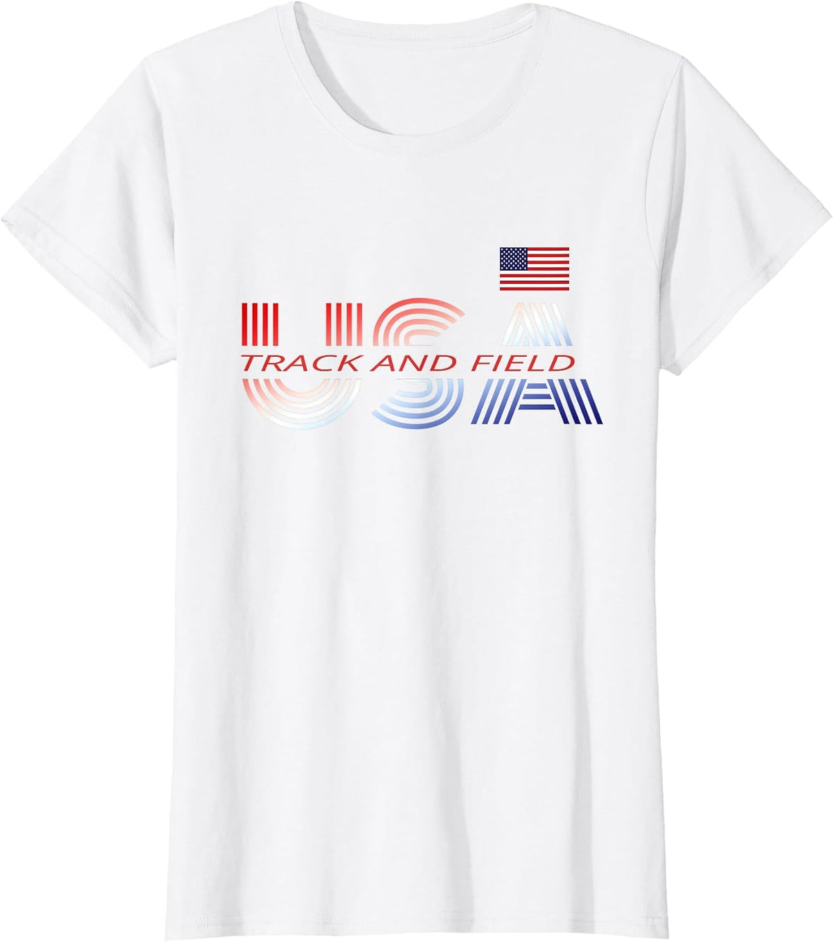 Patriotic USA Team Sports Proud American Track and Field T-Shirt - White