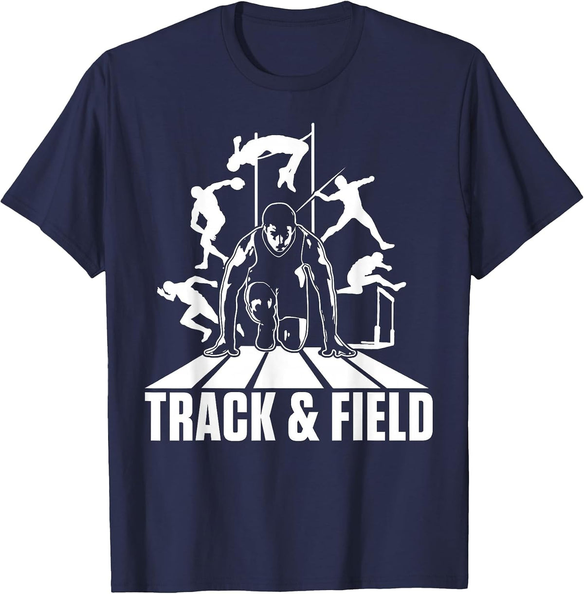 Cute Track and Field Athletics T-Shirt for Boys and Girls T-Shirt - Navy Blue