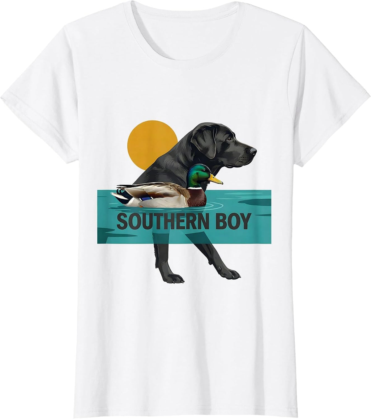 Women's Southern Boy Midcentury Modern Labrador Duck Hunting Vintage T-Shirt - White