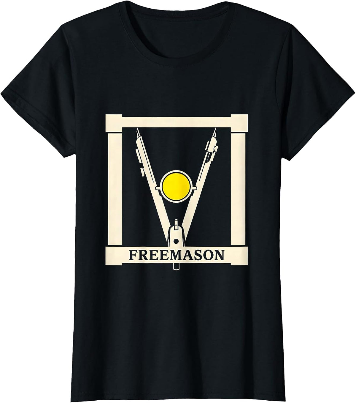 Freemason Stencil Graphic Masonic Fraternal Pride T-Shirt - Black
