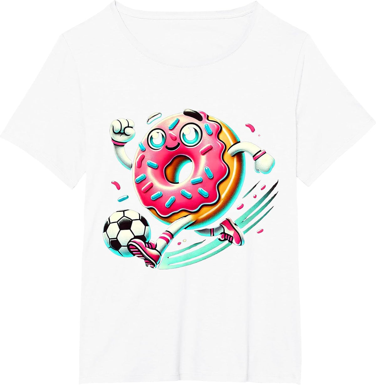 Funny Donut Playing Soccer Food Champ Sports Donut T-Shirt - White