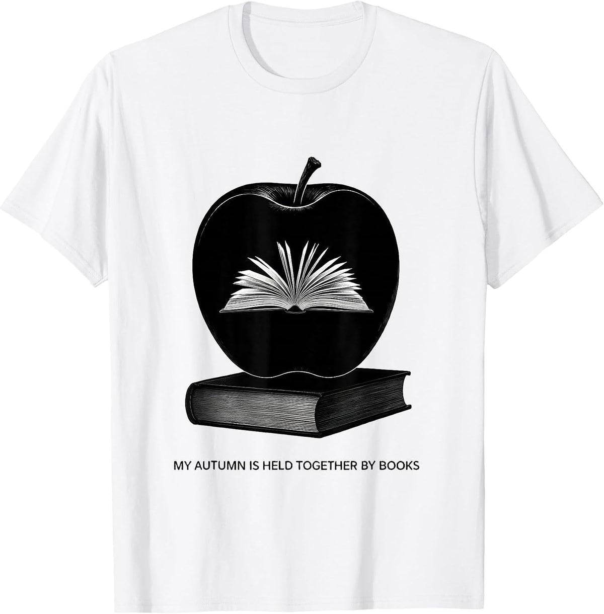 Men's My Autumn Is Held Together By Books Cute Teacher Book Lover T-Shirt - White