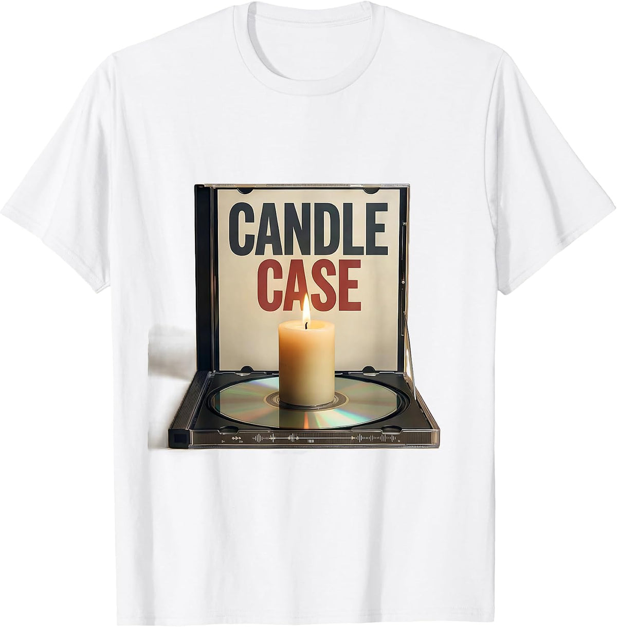 Men's Candle Case Retro 80s 90s Music Nostalgia Band Fan T-Shirt - White