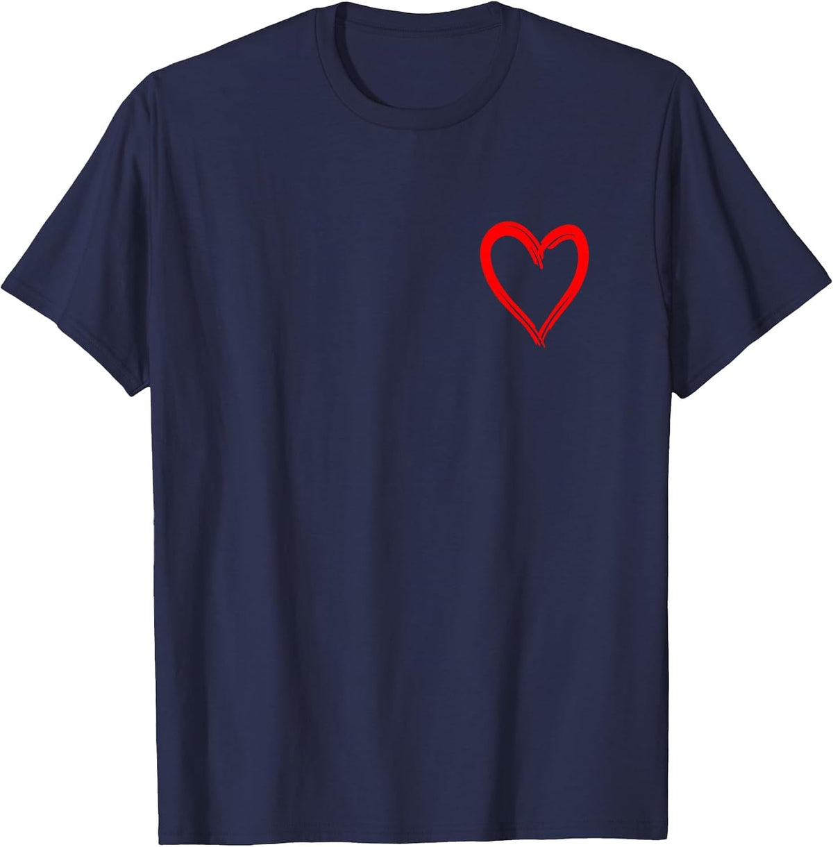 Funny Cute Design for Men and Women Red Heart T-Shirt - Navy Blue