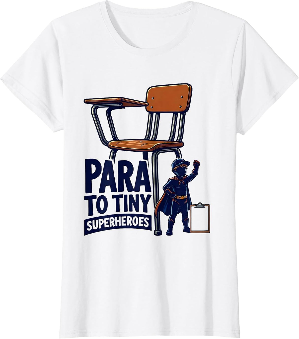 Women's Para To Tiny Superheroes Funny Teacher Superhero Identity T-Shirt - White