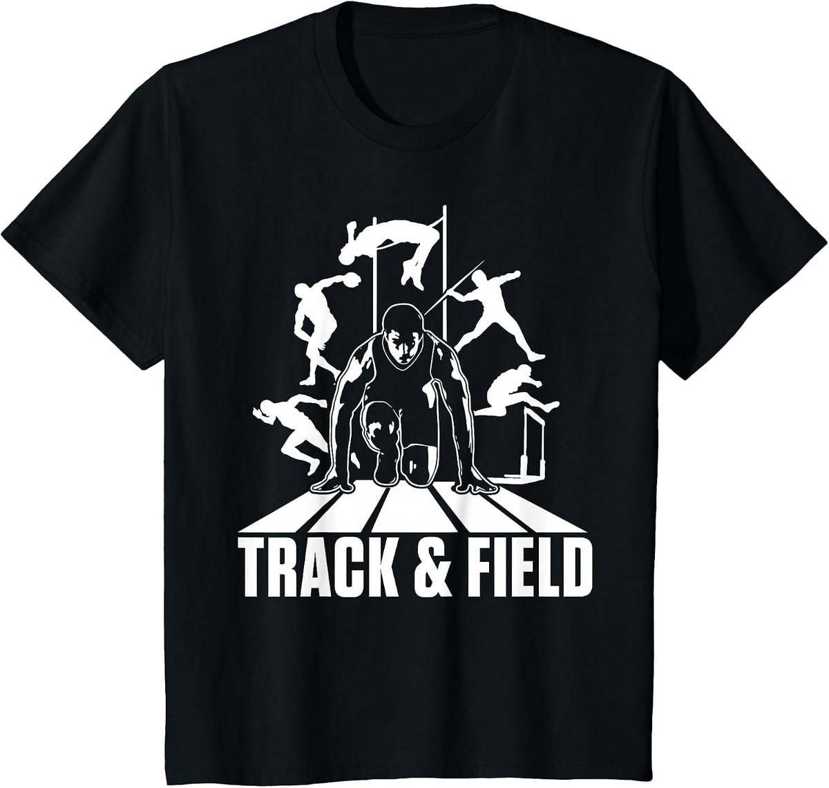 Cute Track and Field Athletics T-Shirt for Boys and Girls T-Shirt - Black