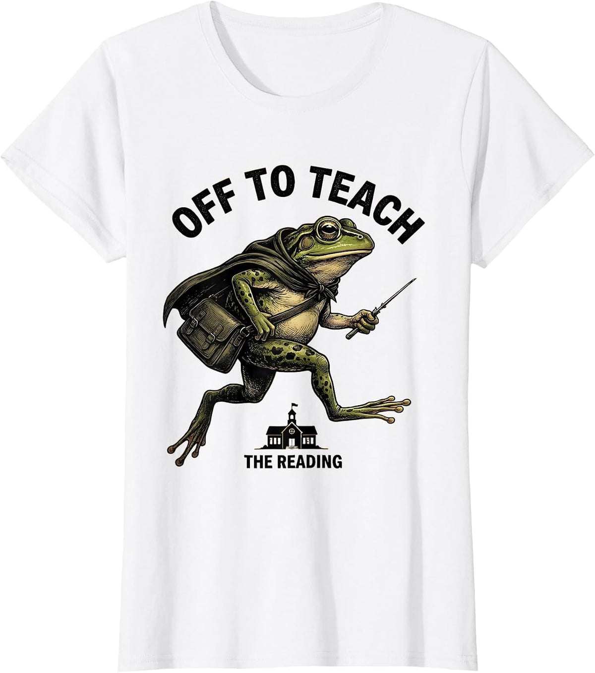 Off To Teach The Reading Funny Frog Teacher Back To School T-Shirt - White