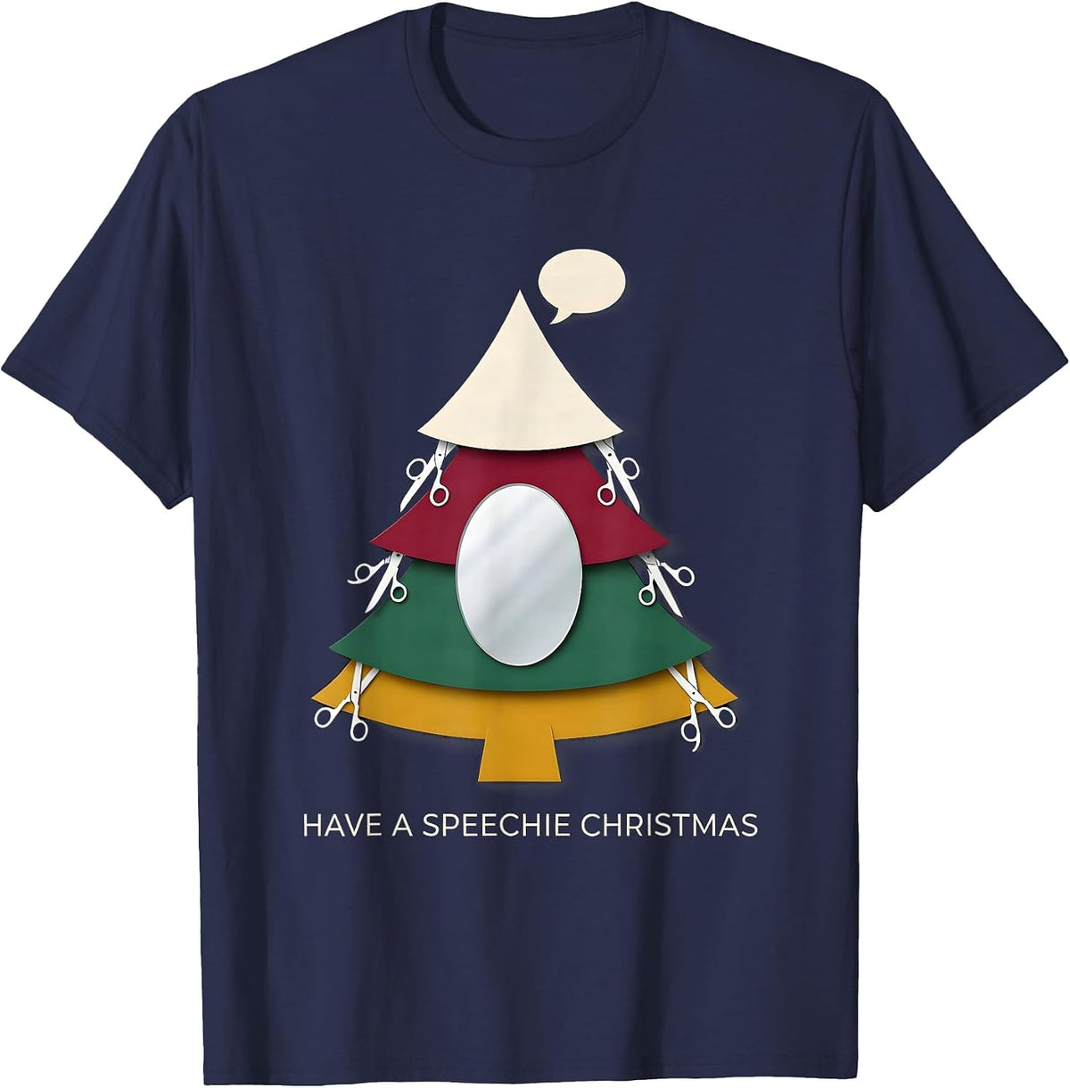Have a Speechie Christmas Whimsical SLP Therapy Holiday T-Shirt - Navy Blue