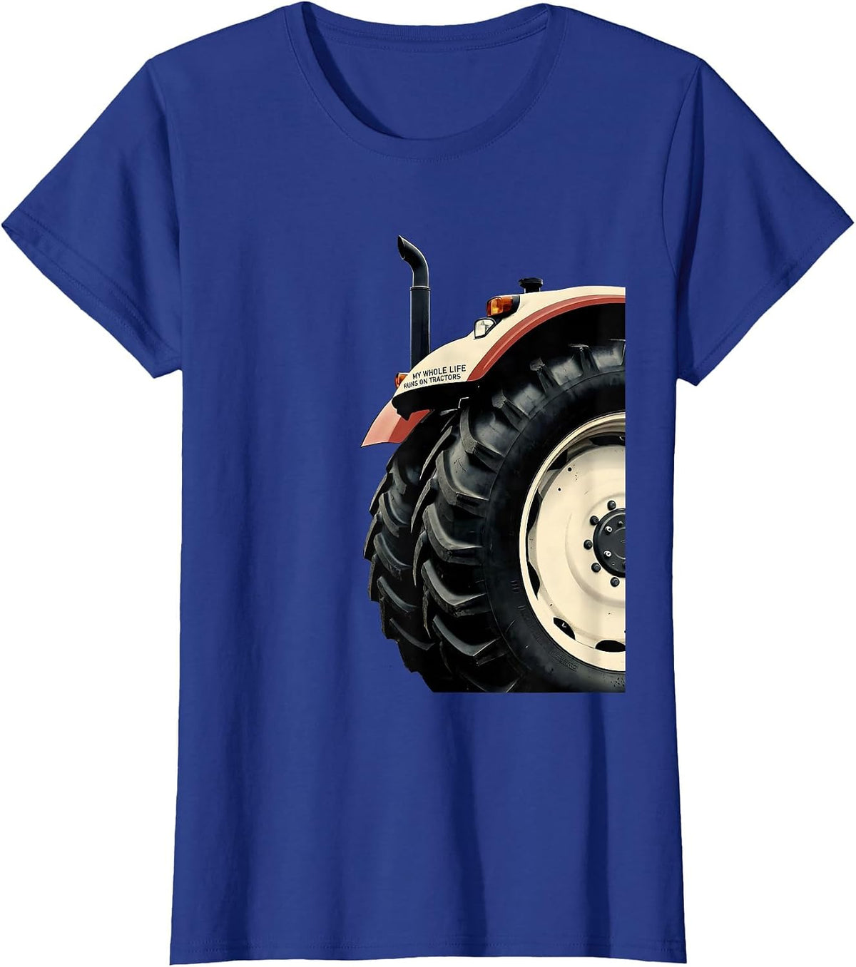 Women's My Whole Life Runs On Tractors Funny Farm Dad Tractor Lover T-Shirt - Royal Blue