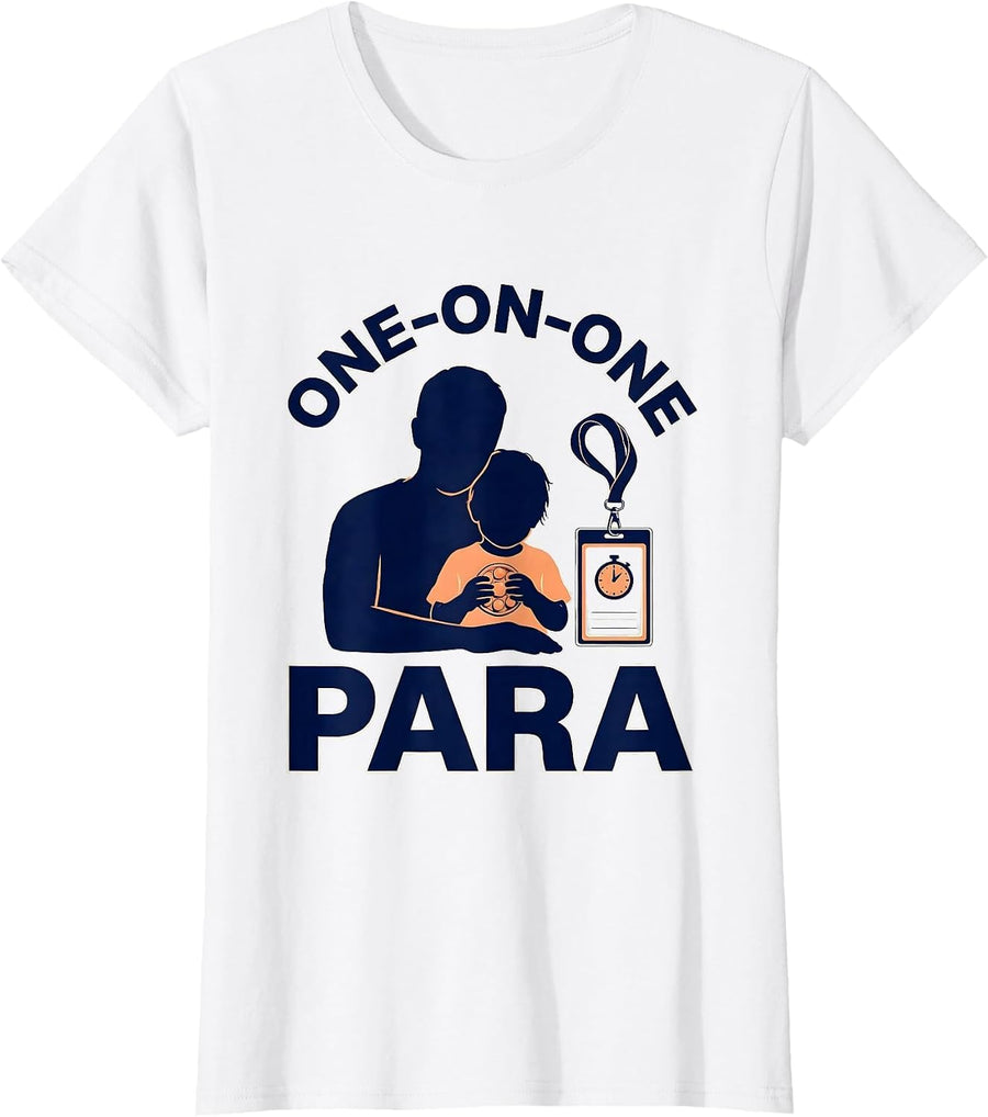 Women's One-On-One Para Funny Paraprofessional Back To School T-Shirt - White