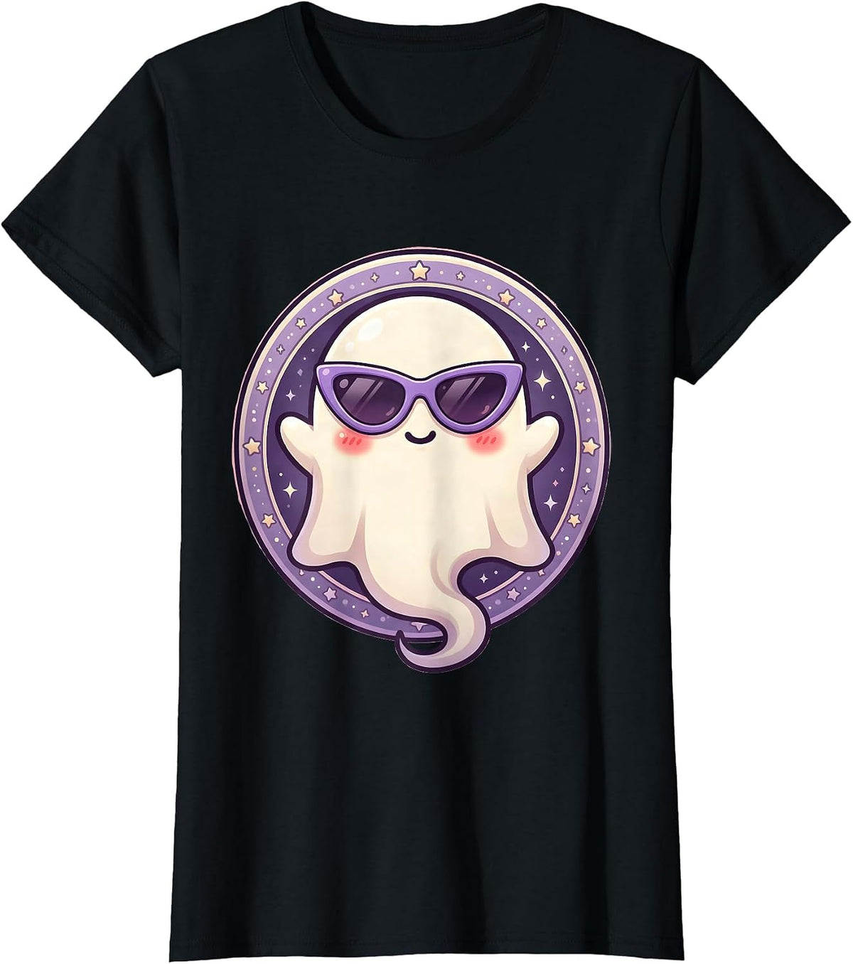 Women's Boo Jee Ghost Wearing Designer Sunglasses T-Shirt - Black