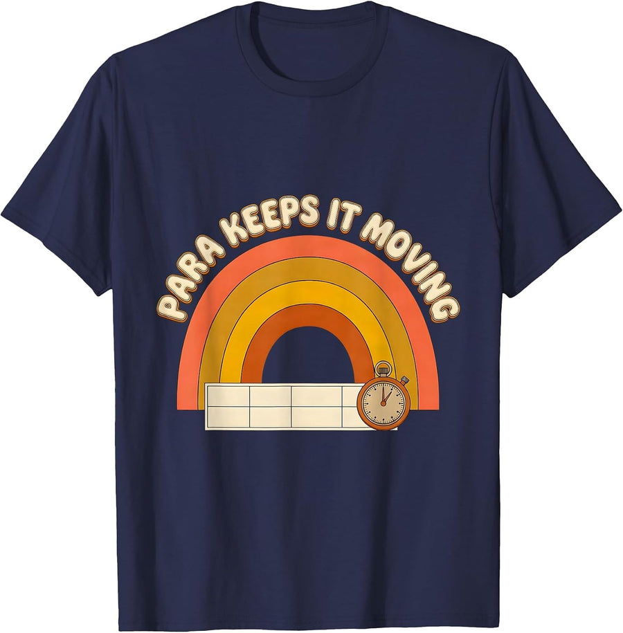 Para Keeps It Moving Retro 70s Paraprofessional Appreciation T-Shirt - Navy Blue