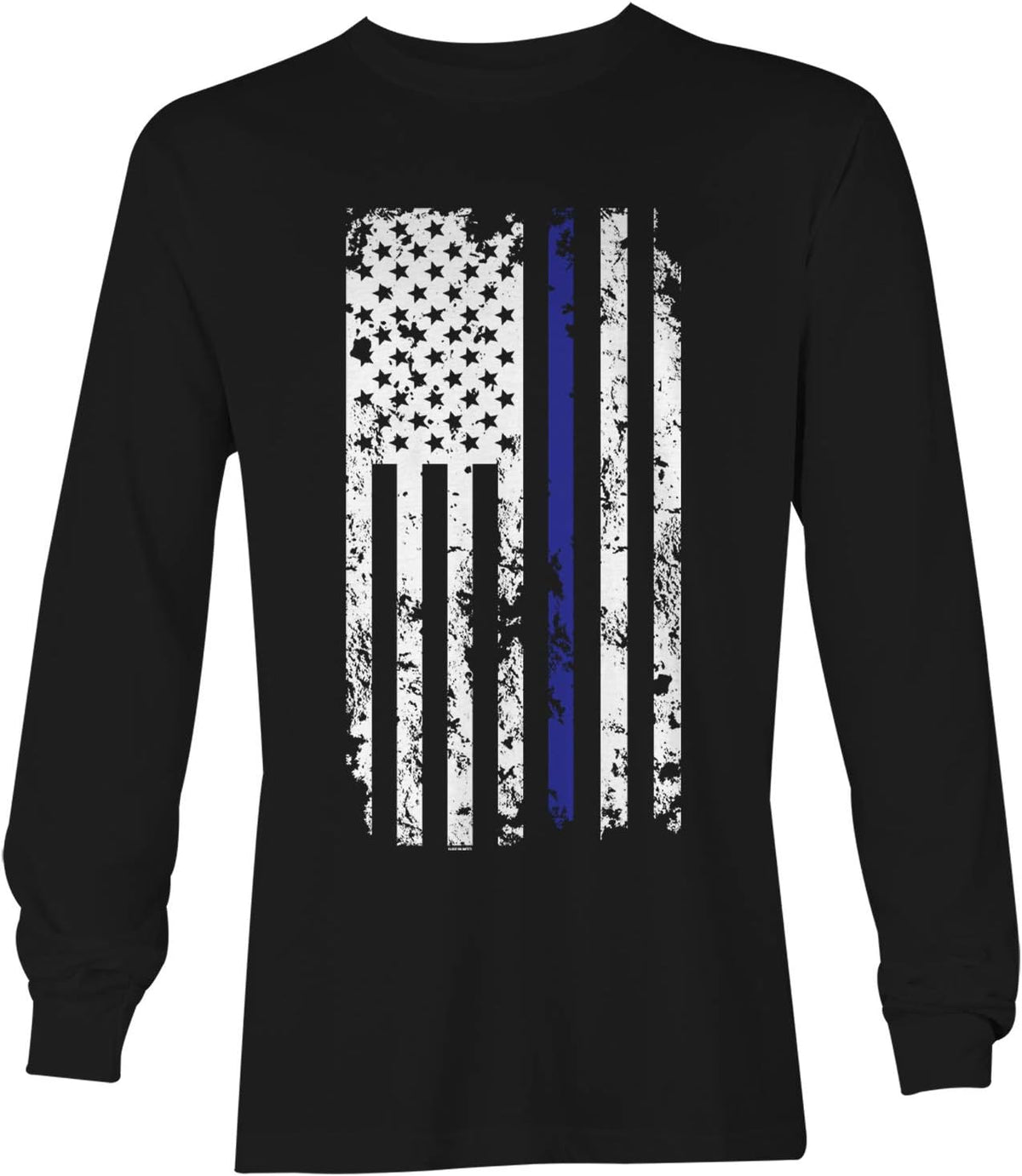 Haase Unlimited Blue Line American Flag - Support Cops Police Unisex Long Sleeve Shirt - Black