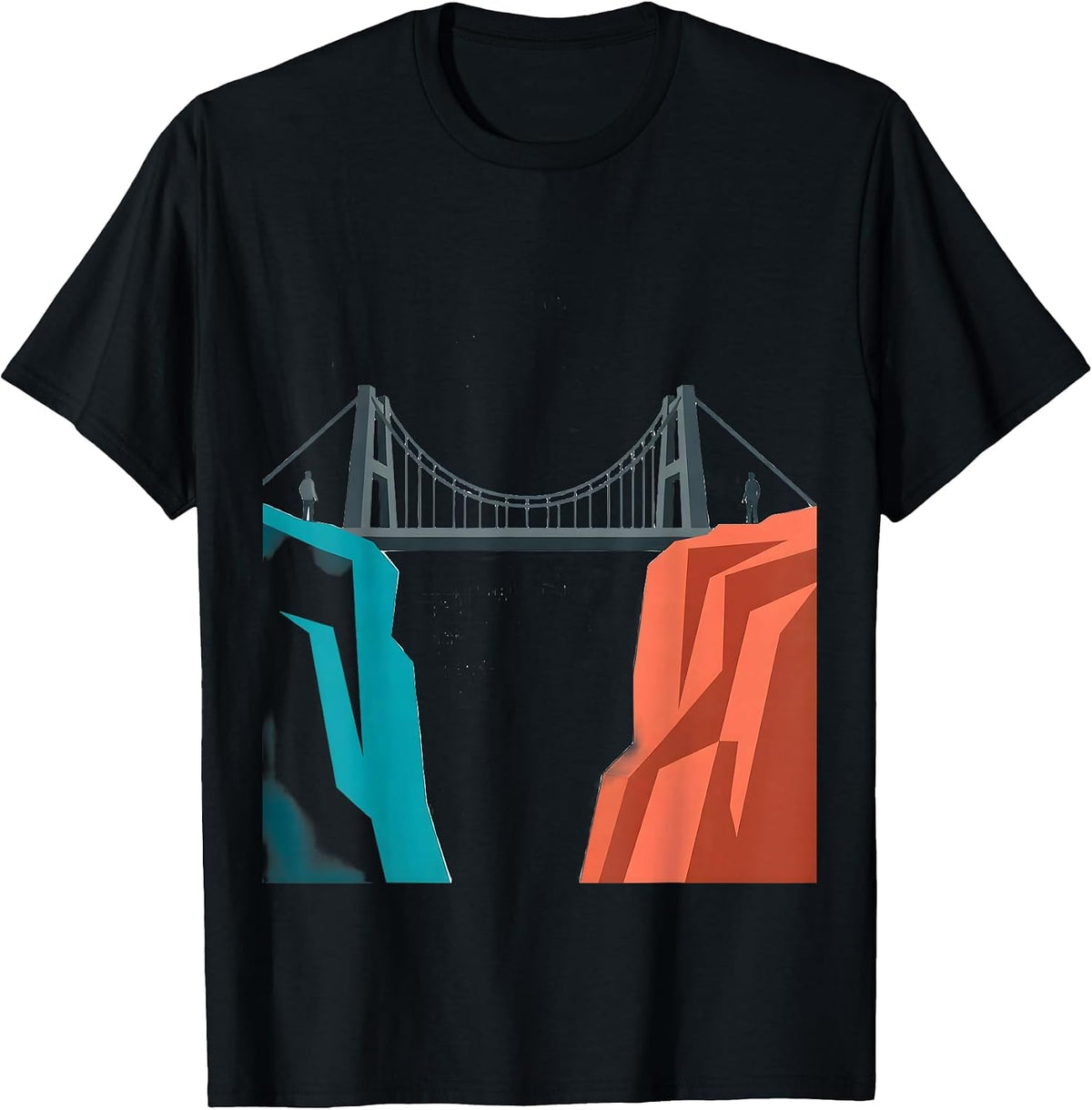 Men's Social Worker Bridge Graphic Design Gift T-Shirt - Black