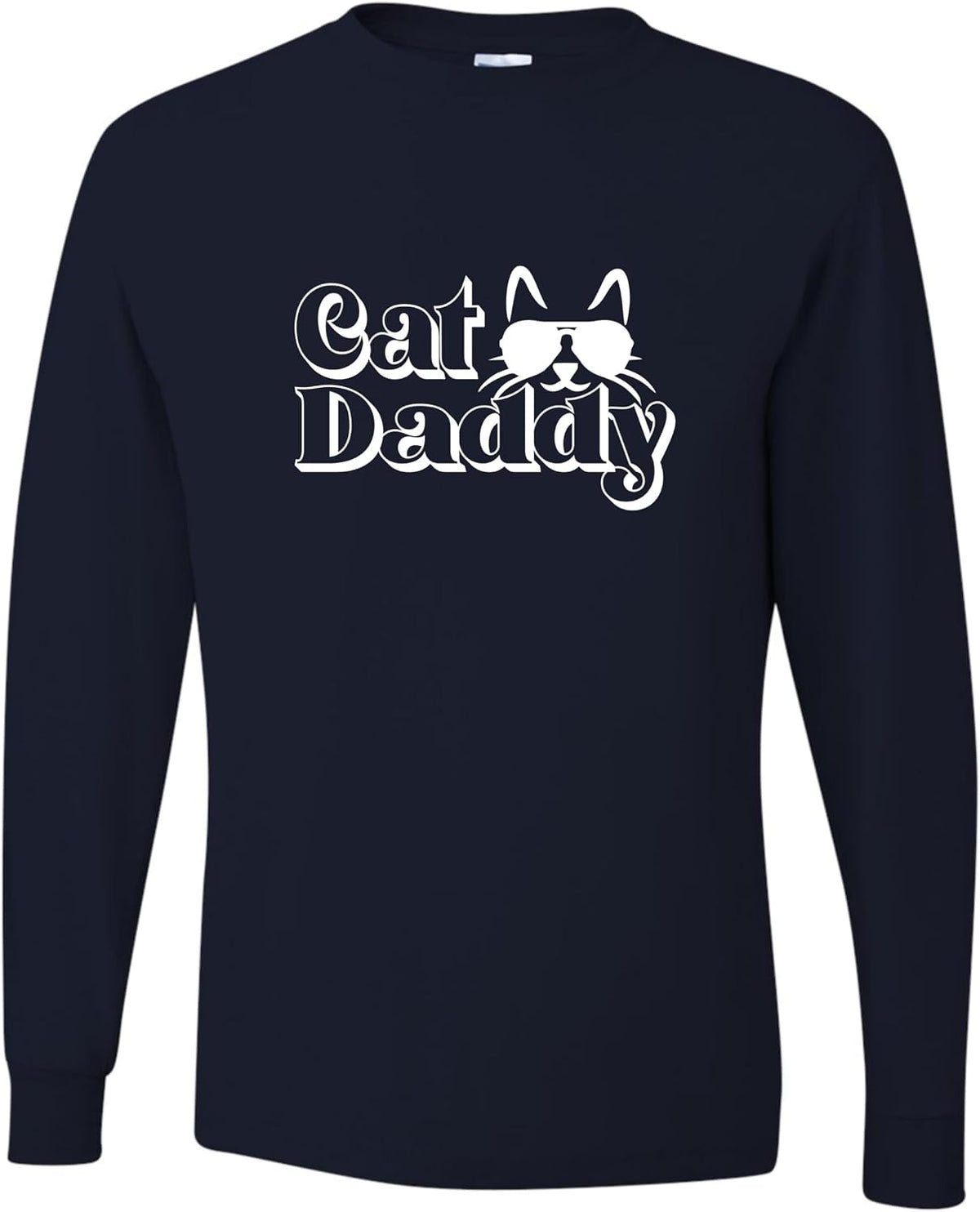 Go All Out Cat Daddy Funny Cat Dad Cat Lovers Gift Idea Mens Long Sleeve T-Shirt - Mens Navy Blue