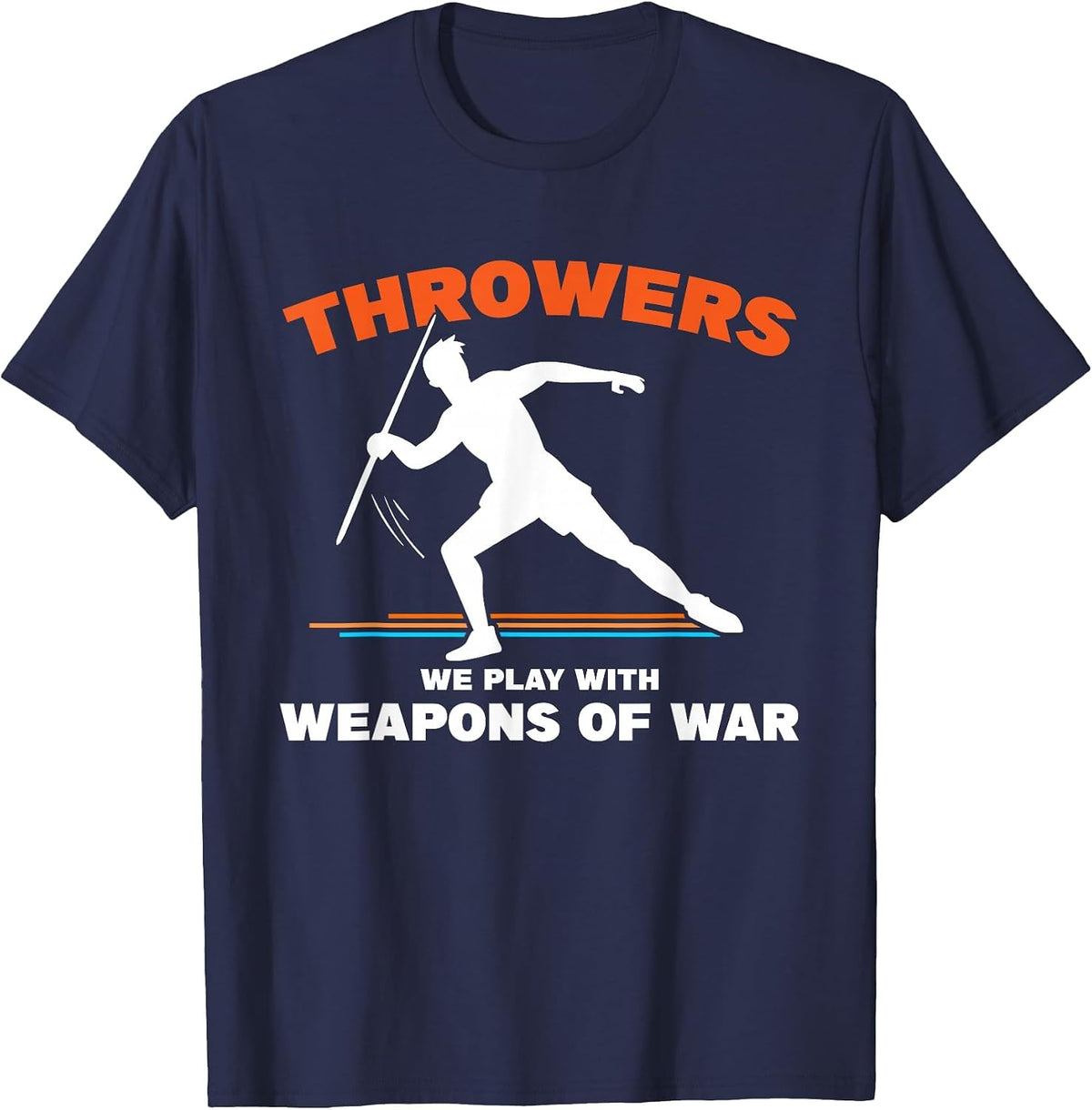 Throwing Track and Field Javelin Thrower T-Shirt - Navy Blue