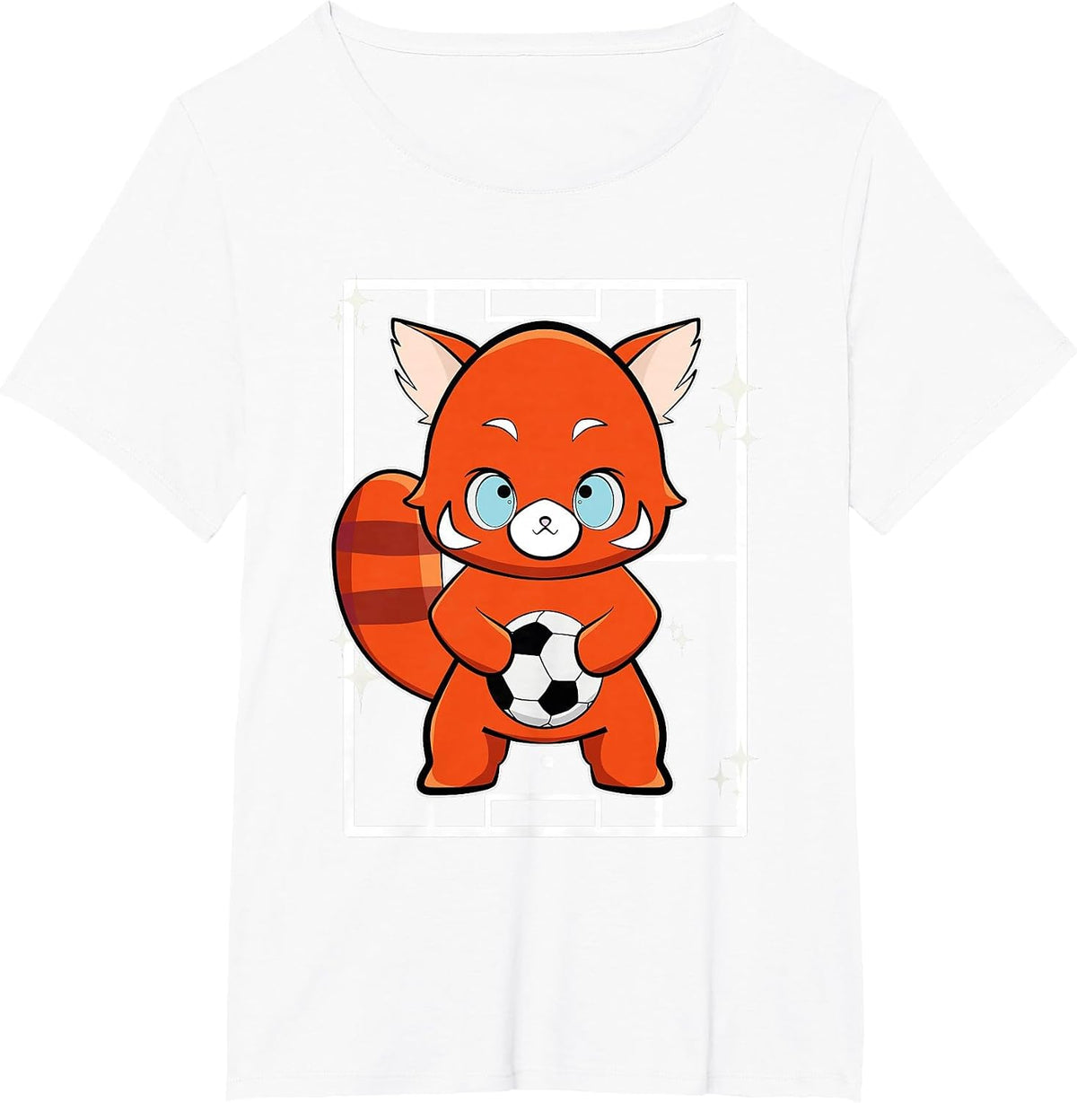 Red Panda with Football T-Shirt - White