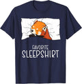 Favorite Sleepshirt Red Panda, Napping Red Panda Pajama T-Shirt - Navy Blue