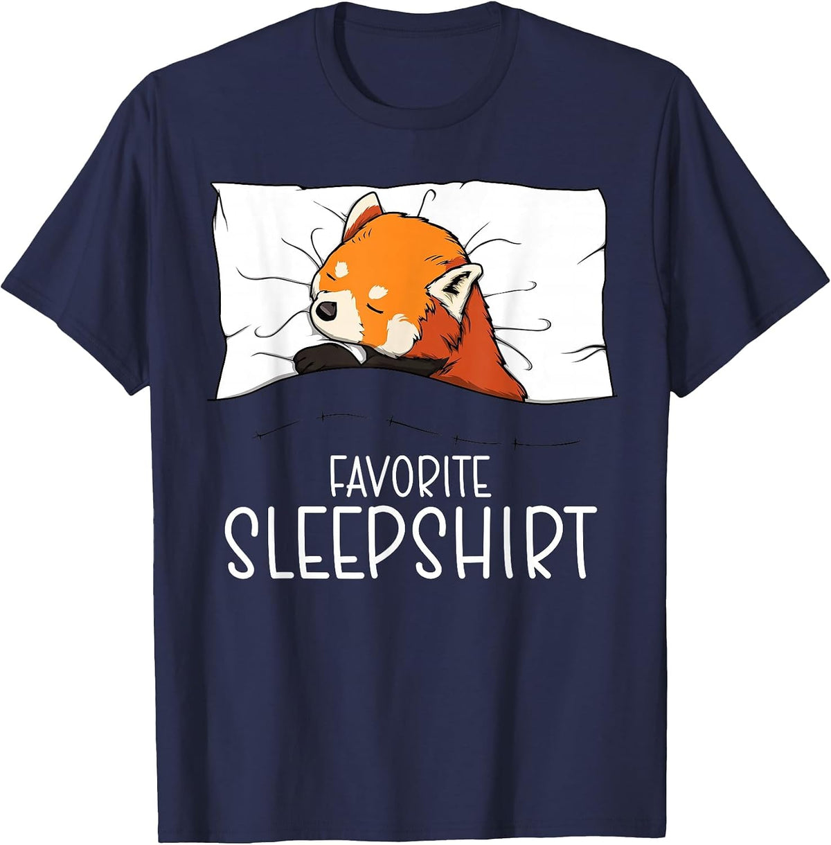 Favorite Sleepshirt Red Panda, Napping Red Panda Pajama T-Shirt - Navy Blue