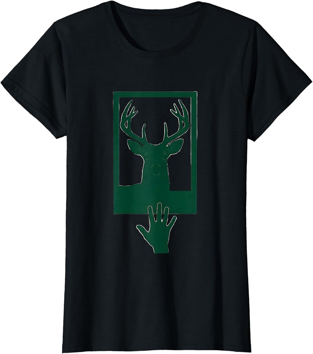 Whitetail Buck Silhouette Funny Hunter Dad Humor T-Shirt - Black