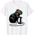 Men's Capybara Gamer Meme Humor Retro Funny T-Shirt - White