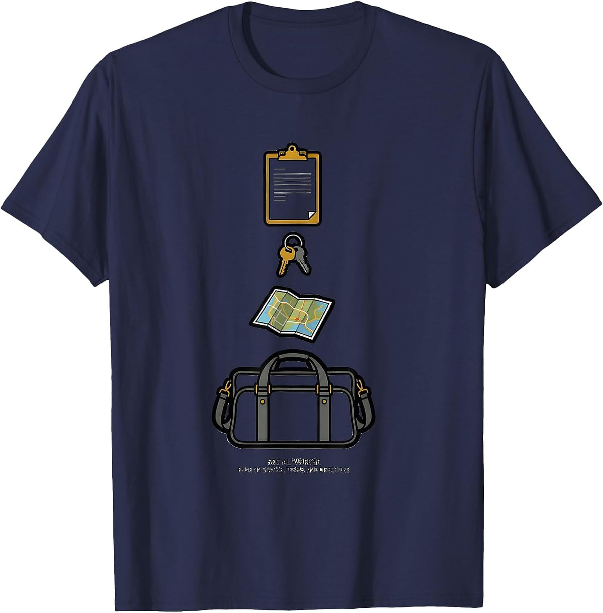 Men's Social Worker. Runs On Snacks, Forms, And Directions Funny T-Shirt - Navy Blue