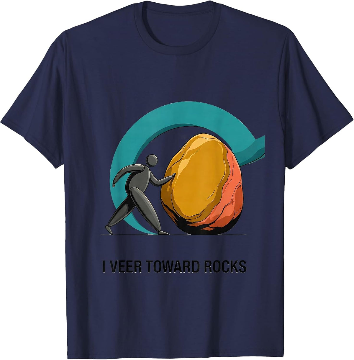I Veer Toward Rocks Midcentury Modern Rock Collector Humor T-Shirt - Navy Blue