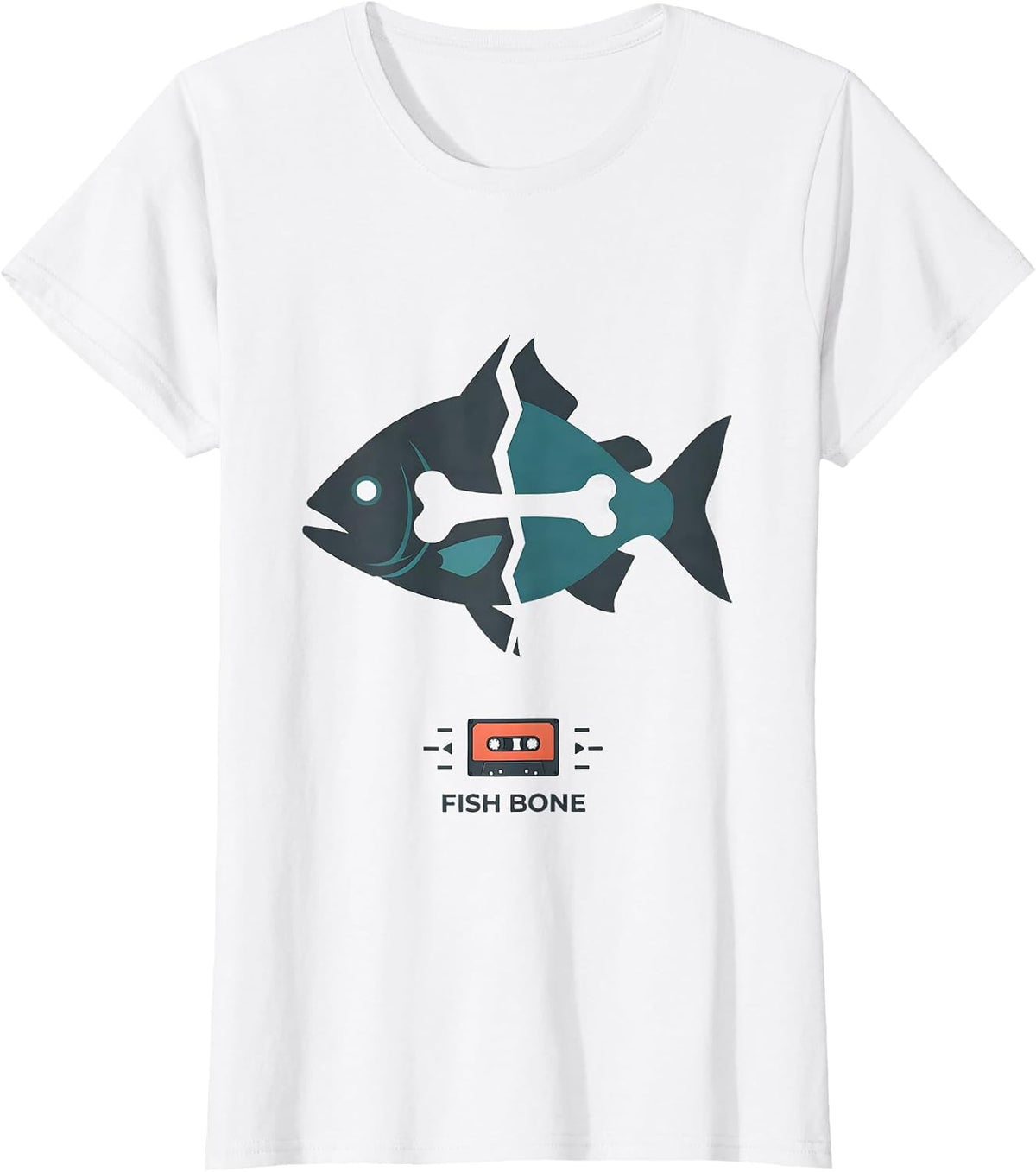 Fish Bone Retro 80s 90s Music Nostalgia Band Fan T-Shirt - White