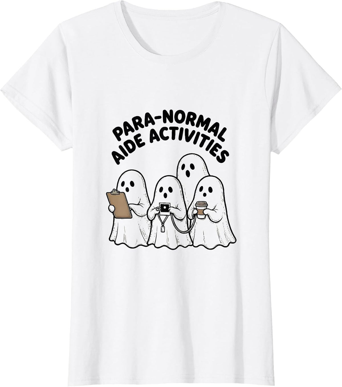 Para-Normal Aide Activities Cute Ghost SpED Paraprofessional T-Shirt - White