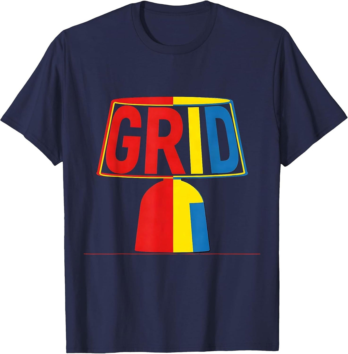 Men's GRID Geometric Bauhaus 100th Anniversary Design Movement T-Shirt - Navy Blue