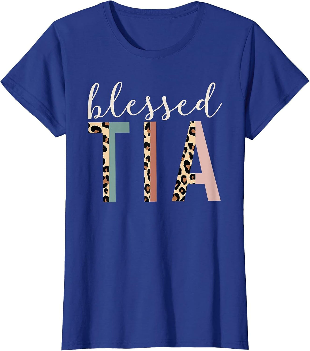 Blessed Tia Aunt Cute Leopard Print T-Shirt - Royal Blue