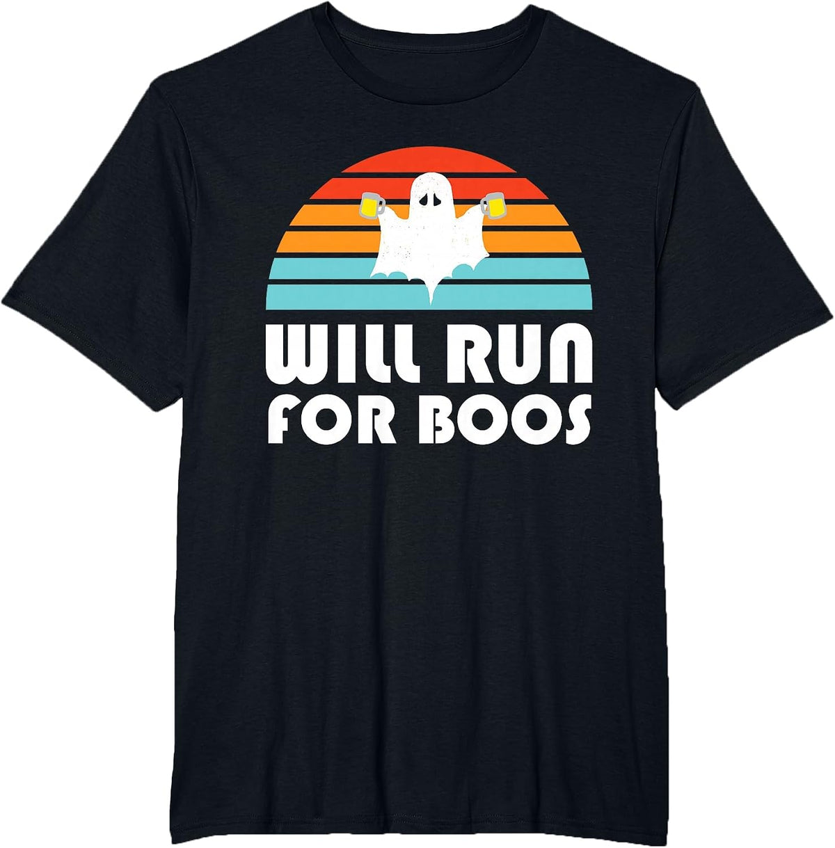 Halloween Running Will Run for Boos Beer T-Shirt - Black