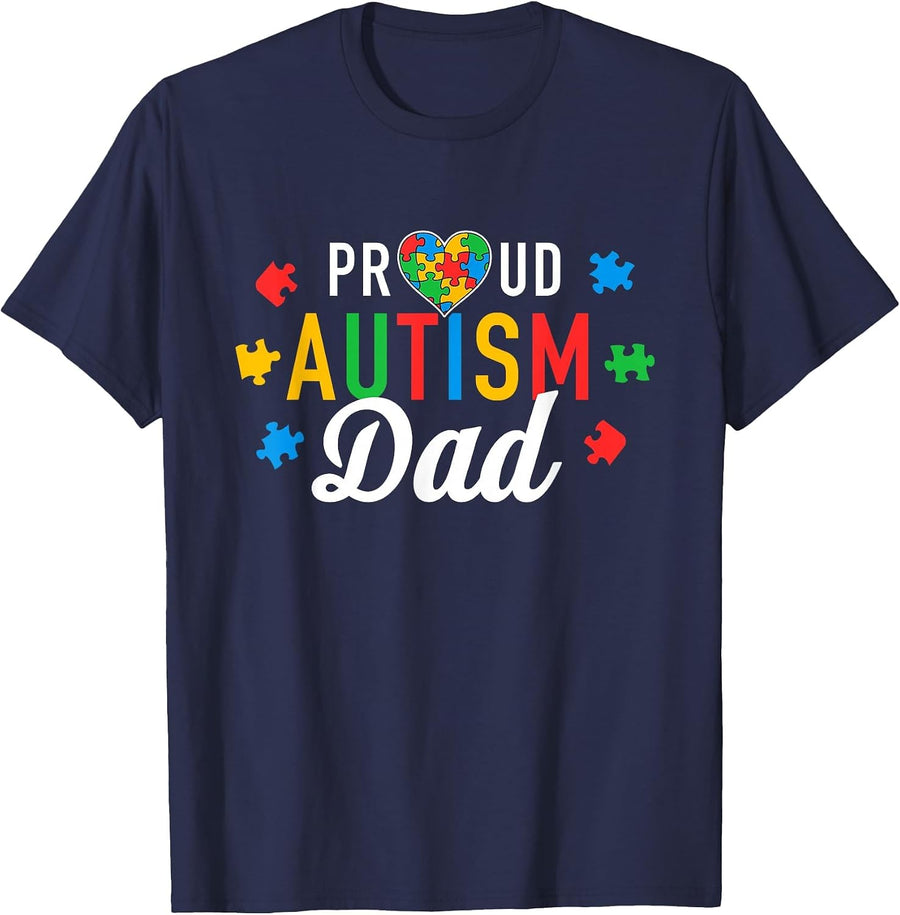 I'm A Proud Autism Dad Autism Awareness for Dad Men T-Shirt - Navy Blue