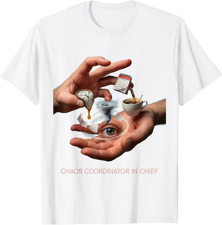Men's Chaos Coordinator In Chief Mom Design T-Shirt - White