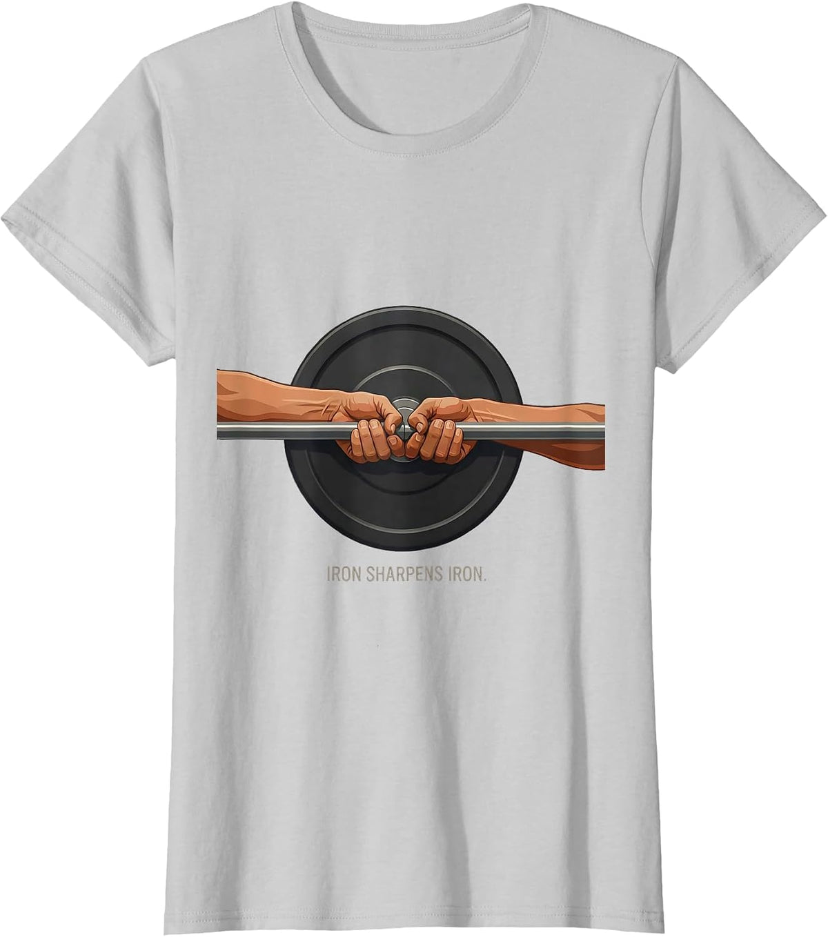 Iron Sharpens Iron Editorial Conceptual Christian Gym T-Shirt - Silver Grey