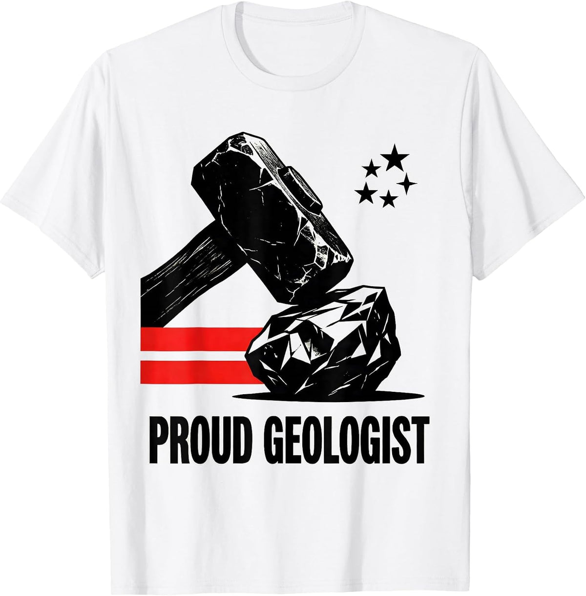 Men's Proud Geologist Brutalist Graphic Patriotic Occupation Pride T-Shirt - White