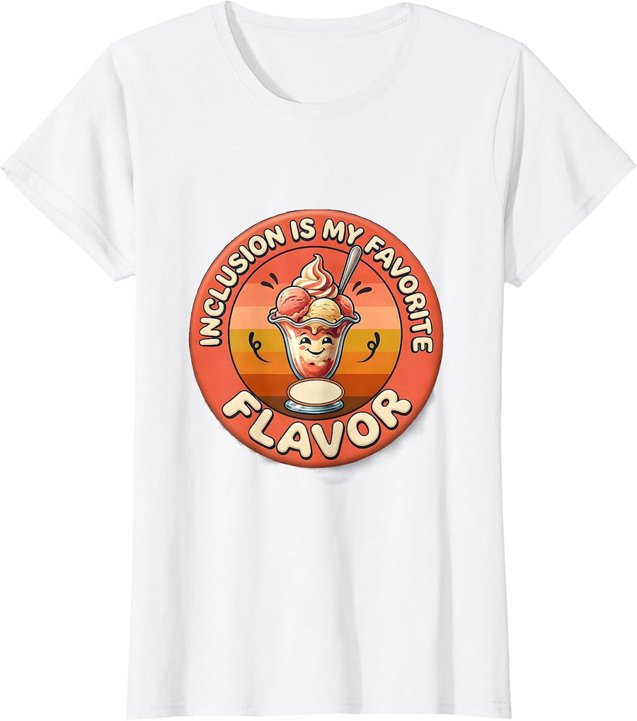 Women's Inclusion Is My Favorite Flavor Retro 70s Special Education T-Shirt - White