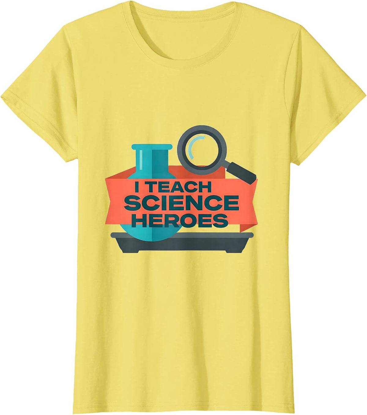 I Teach Science Heroes Funny Teacher Classroom Back T-Shirt - Lemon Yellow