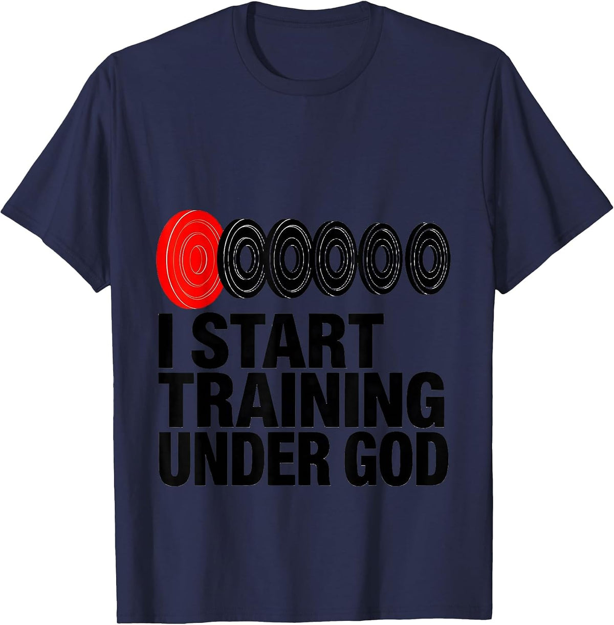 I Start Training Under God Geometric Faith Fitness Challenge T-Shirt - Navy Blue