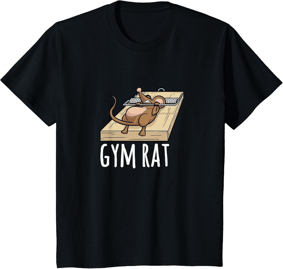 Gym Rat Mouse Trap Bench Press Funny T-Shirt - Black