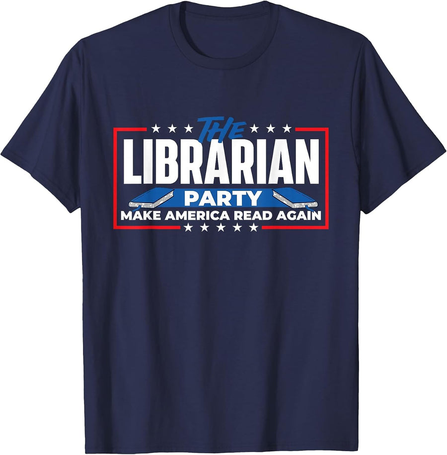 The Librarian Party Make America Read Again - Bookworm Books T-Shirt - Navy Blue