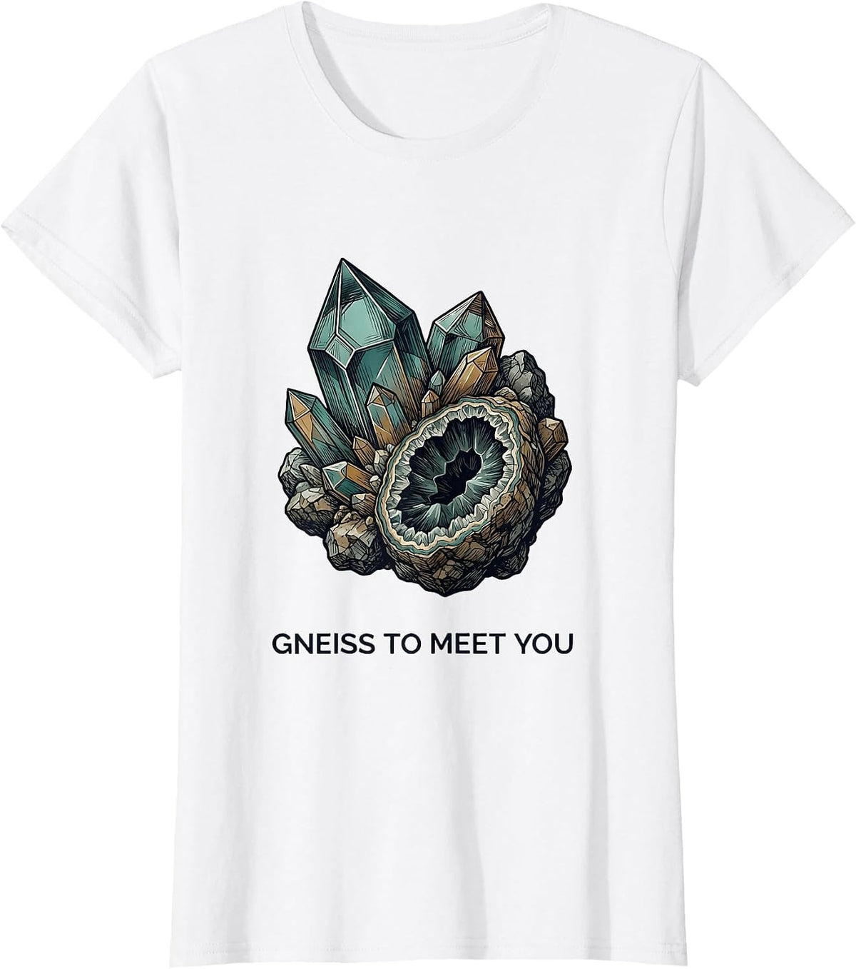 Gneiss To Meet You Rock Collecting Humor T-Shirt - White