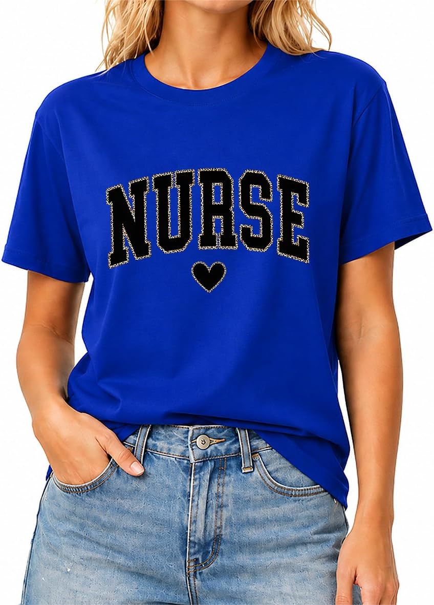 Nurse Shirt School RN Week T-Shirt for Women Nursing Life Gifts Tees - Sapphire Blue Crewneck