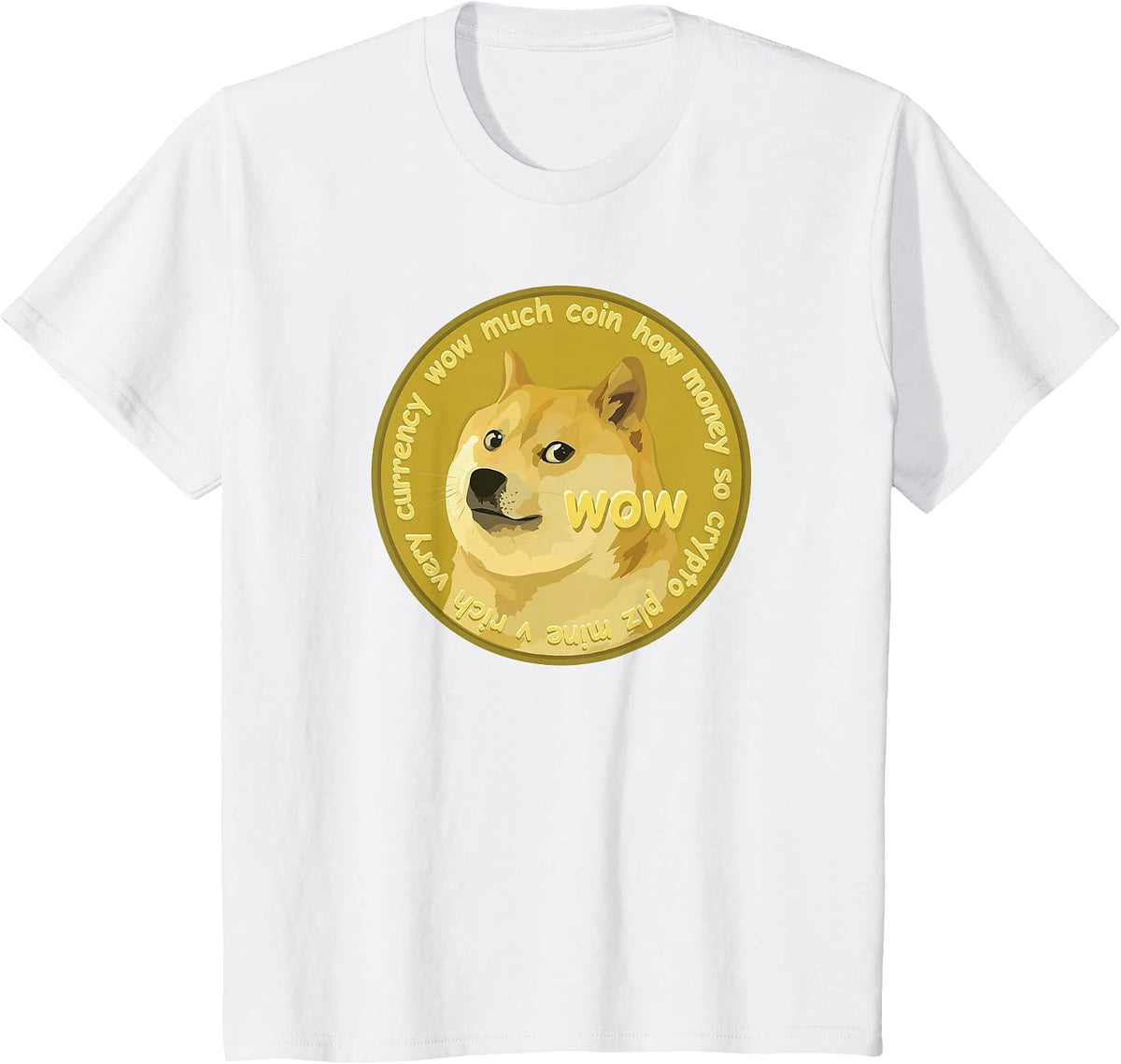 Cute Dogecoin Much Wow Doge Cryptocurrency Token T-Shirt - White