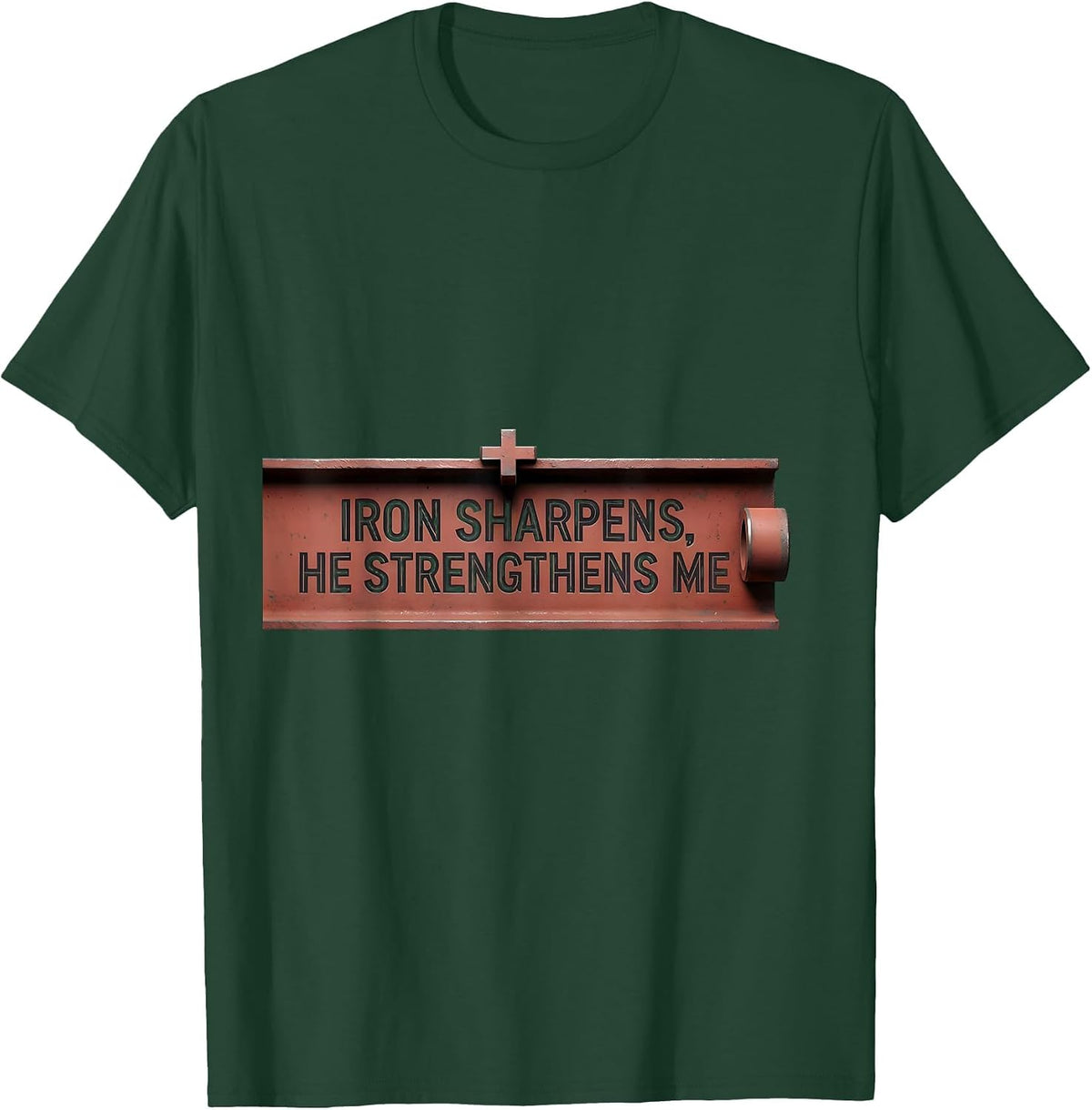 Men's Iron Sharpens He Strengthens Me Minimalist Christian Gym T-Shirt - Dark Green