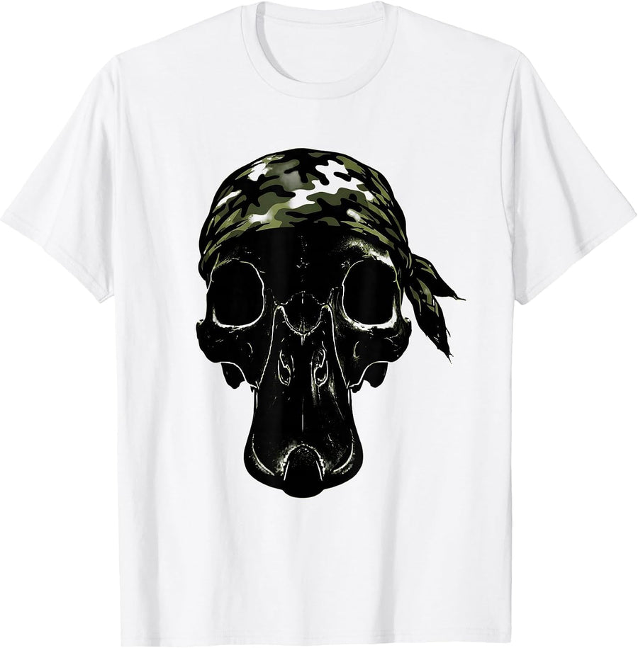 Men's Duck Skull Camo Bandana Graphic Tee T-Shirt - White