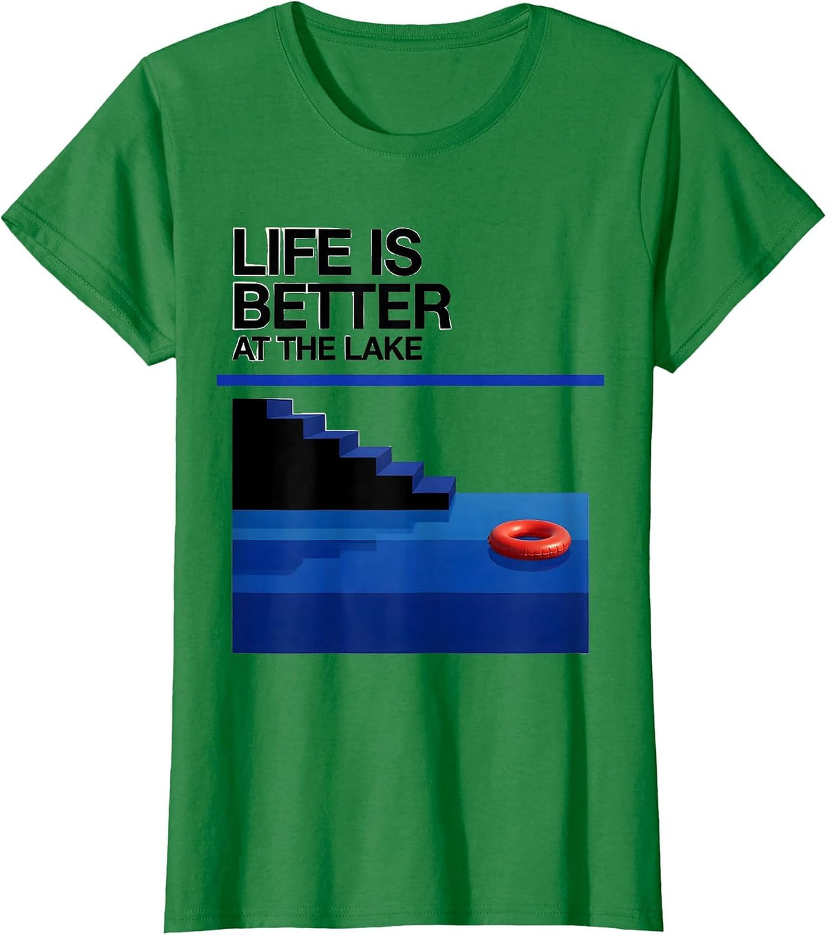 Women's Life Is Better At The Lake Funny Lake Life Boater Kayak T-Shirt - Kelly Green